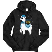 Menorah Hanukkah Llama Cute Alpaca Chanukah Christmas Pajama Tie Dye Hoodie