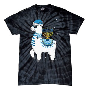 Menorah Hanukkah Llama Cute Alpaca Chanukah Christmas Pajama Tie-Dye T-Shirt