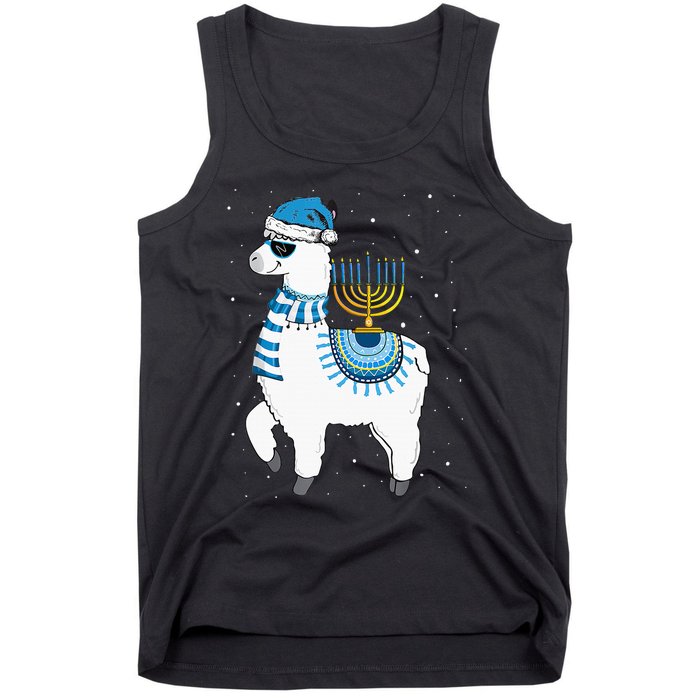 Menorah Hanukkah Llama Cute Alpaca Chanukah Christmas Pajama Tank Top