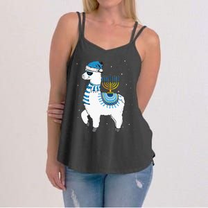 Menorah Hanukkah Llama Cute Alpaca Chanukah Christmas Pajama Women's Strappy Tank