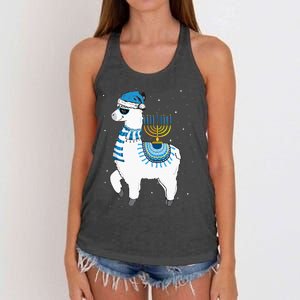 Menorah Hanukkah Llama Cute Alpaca Chanukah Christmas Pajama Women's Knotted Racerback Tank