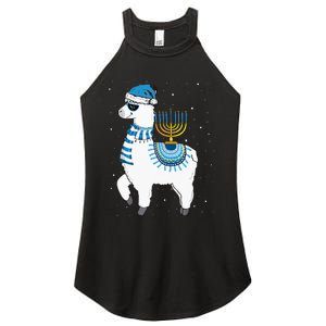 Menorah Hanukkah Llama Cute Alpaca Chanukah Christmas Pajama Women's Perfect Tri Rocker Tank