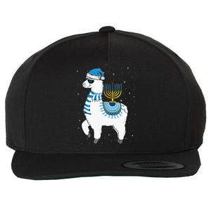 Menorah Hanukkah Llama Cute Alpaca Chanukah Christmas Pajama Wool Snapback Cap