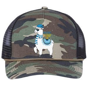 Menorah Hanukkah Llama Cute Alpaca Chanukah Christmas Pajama Retro Rope Trucker Hat Cap