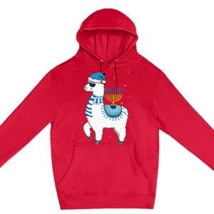 Menorah Hanukkah Llama Cute Alpaca Chanukah Christmas Pajama Premium Pullover Hoodie