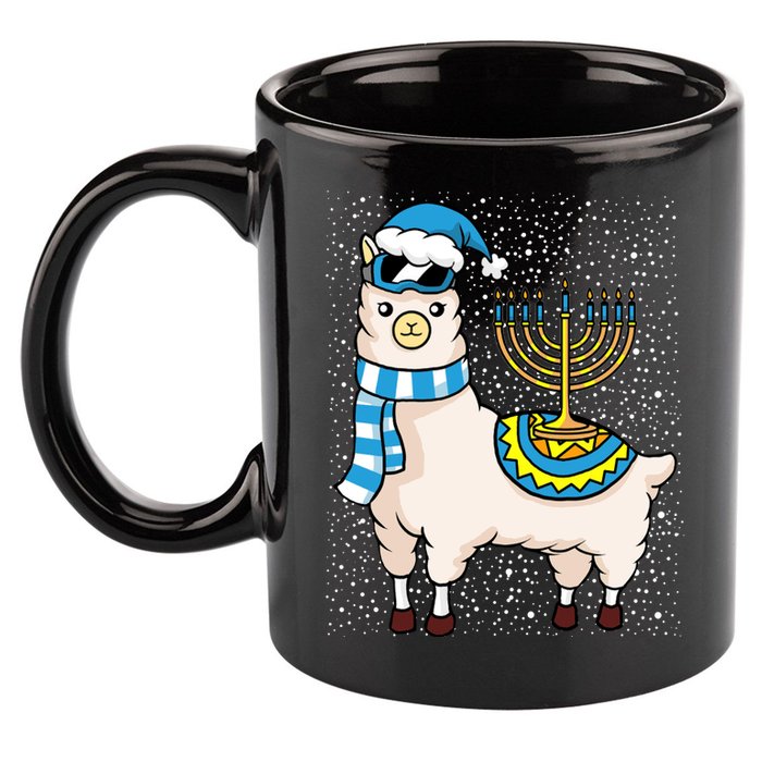 Menorah Hanukkah Llama Cute Alpaca Chanukah 11oz C Handle Ceramic Mug