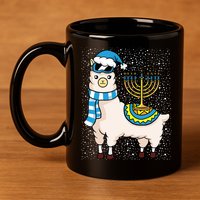 Menorah Hanukkah Llama Cute Alpaca Chanukah 11oz C Handle Ceramic Mug