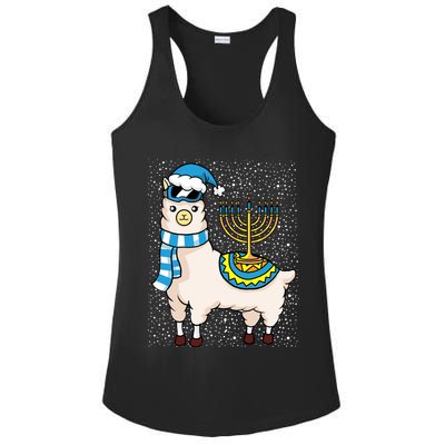 Menorah Hanukkah Llama Cute Alpaca Chanukah Ladies PosiCharge Competitor Racerback Tank