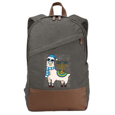 Menorah Hanukkah Llama Cute Alpaca Chanukah Cotton Canvas Backpack