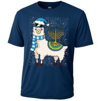 Menorah Hanukkah Llama Cute Alpaca Chanukah Cooling Performance Crew T-Shirt