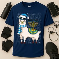 Menorah Hanukkah Llama Cute Alpaca Chanukah Cooling Performance Crew T-Shirt