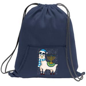 Menorah Hanukkah Llama Cute Alpaca Chanukah Sweatshirt Cinch Pack Bag