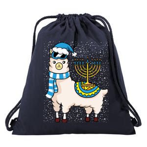 Menorah Hanukkah Llama Cute Alpaca Chanukah Drawstring Bag