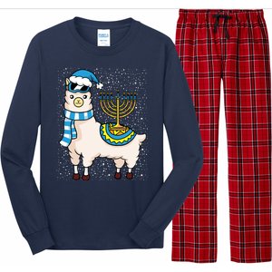 Menorah Hanukkah Llama Cute Alpaca Chanukah Long Sleeve Pajama Set