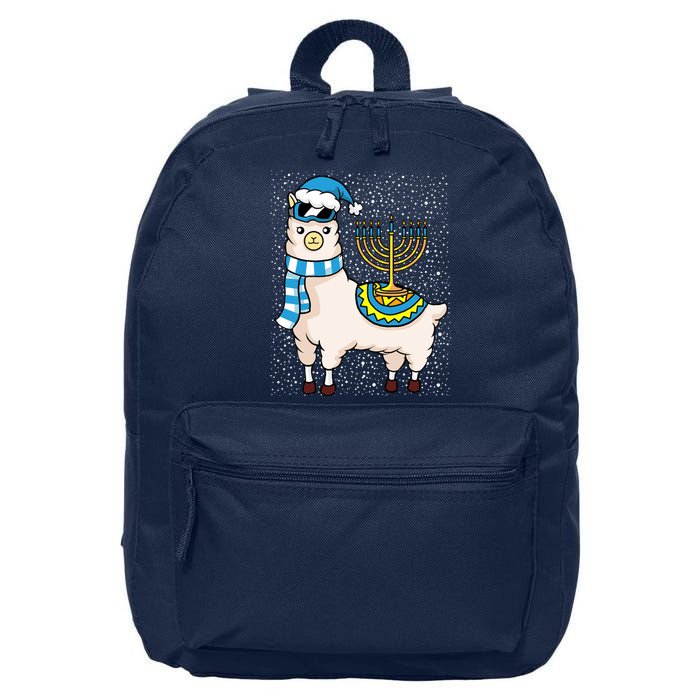 Menorah Hanukkah Llama Cute Alpaca Chanukah 16 in Basic Backpack