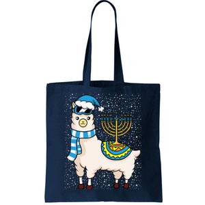 Menorah Hanukkah Llama Cute Alpaca Chanukah Tote Bag