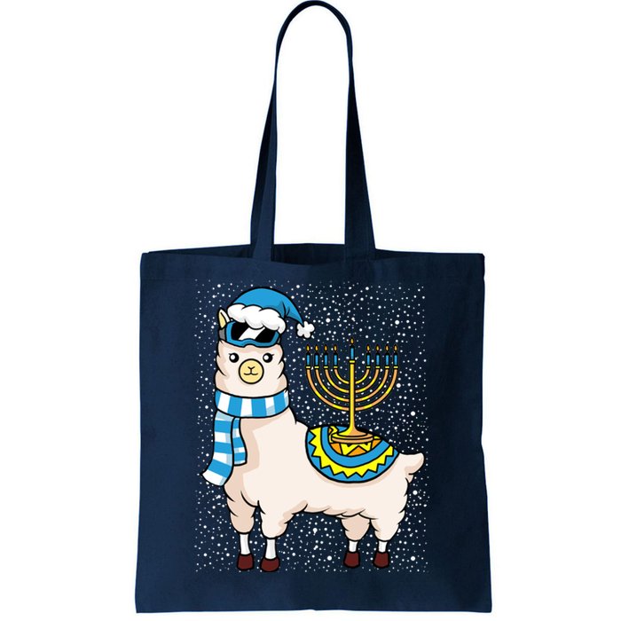 Menorah Hanukkah Llama Cute Alpaca Chanukah Tote Bag