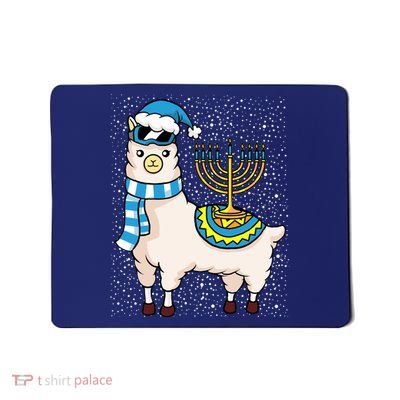 Menorah Hanukkah Llama Cute Alpaca Chanukah Mousepad