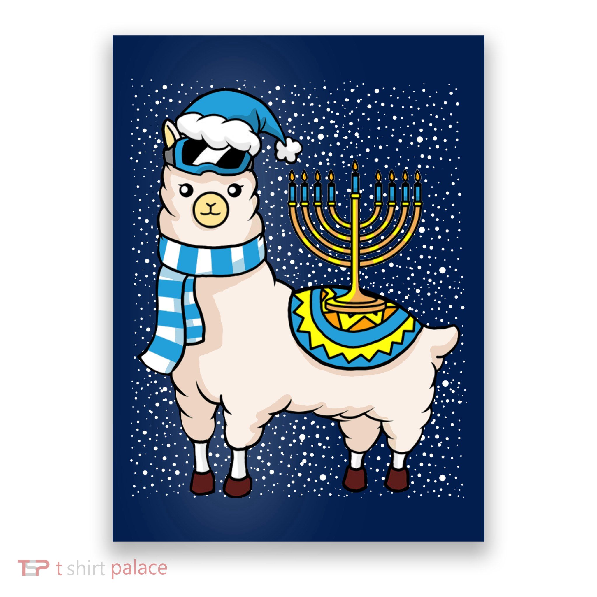 Menorah Hanukkah Llama Cute Alpaca Chanukah Poster