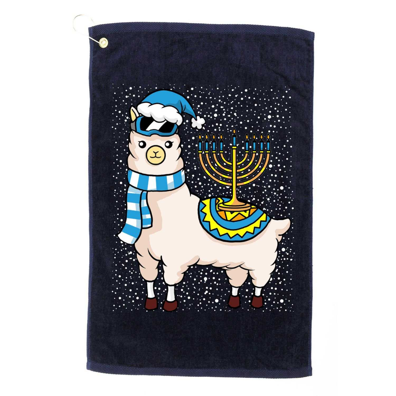 Menorah Hanukkah Llama Cute Alpaca Chanukah Golf Towel