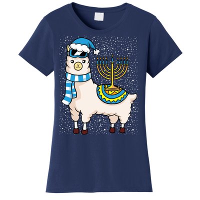 Menorah Hanukkah Llama Cute Alpaca Chanukah Women's T-Shirt