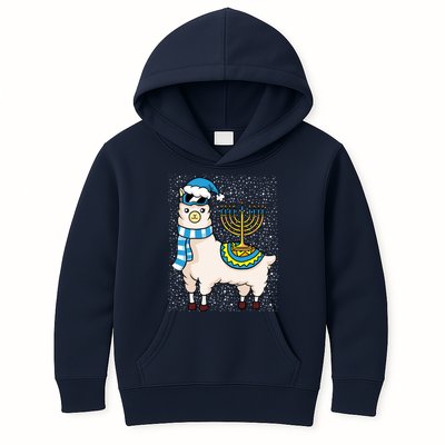 Menorah Hanukkah Llama Cute Alpaca Chanukah Kids Hoodie