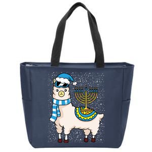 Menorah Hanukkah Llama Cute Alpaca Chanukah Zip Tote Bag