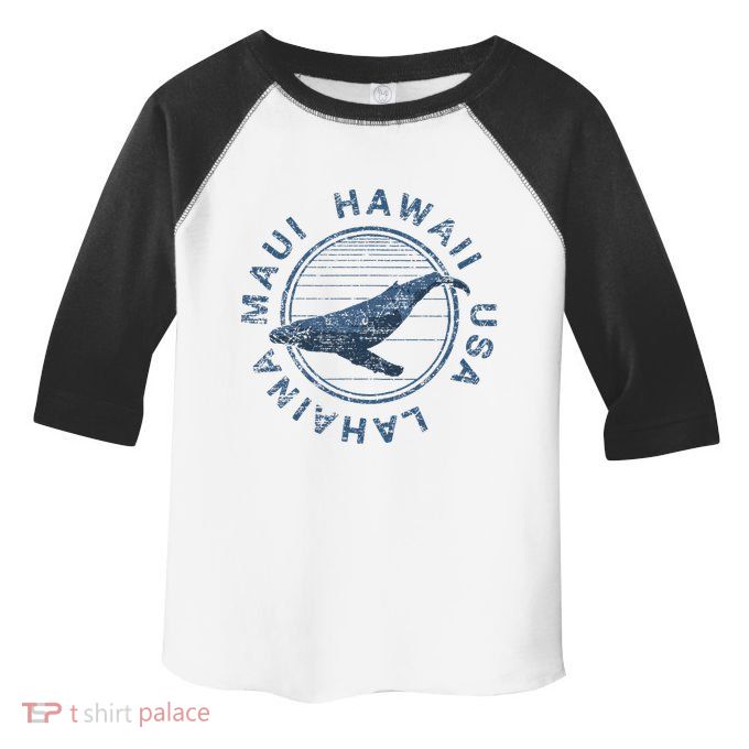 Maui Hawaii Lahaina Vintage Whale Toddler Fine Jersey T-Shirt
