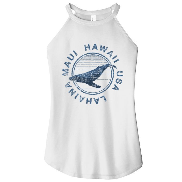 Maui Hawaii Lahaina Vintage Whale Women's Perfect Tri Rocker Tank