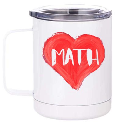 Math Heart Love Teacher Professor Student Valentines Day Cute Gift 12 oz Stainless Steel Tumbler Cup