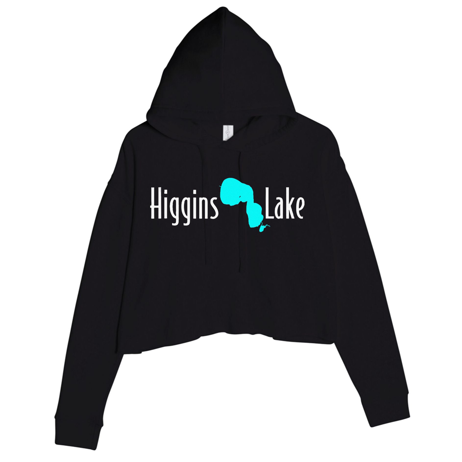 Minimalist Higgins Lake Michigan Crop Fleece Hoodie