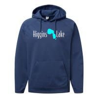 Minimalist Higgins Lake Michigan Performance Fleece Hoodie