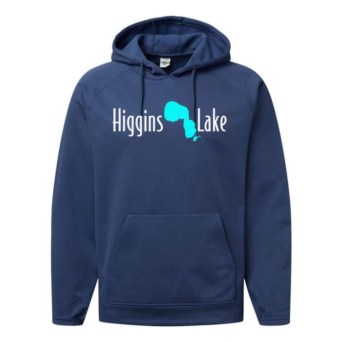 Minimalist Higgins Lake Michigan Performance Fleece Hoodie