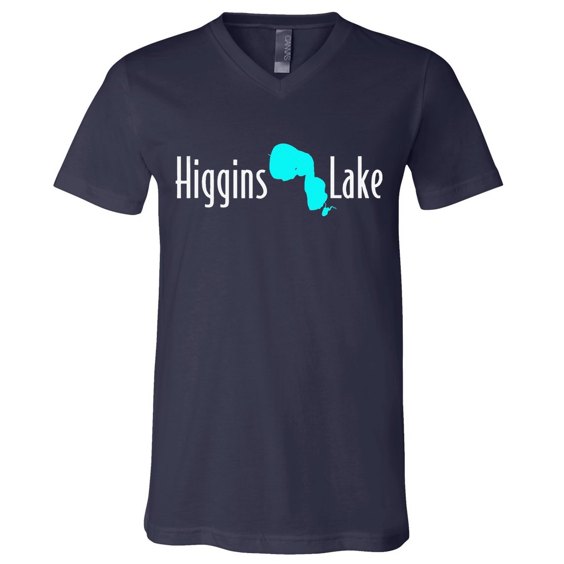 Minimalist Higgins Lake Michigan V-Neck T-Shirt