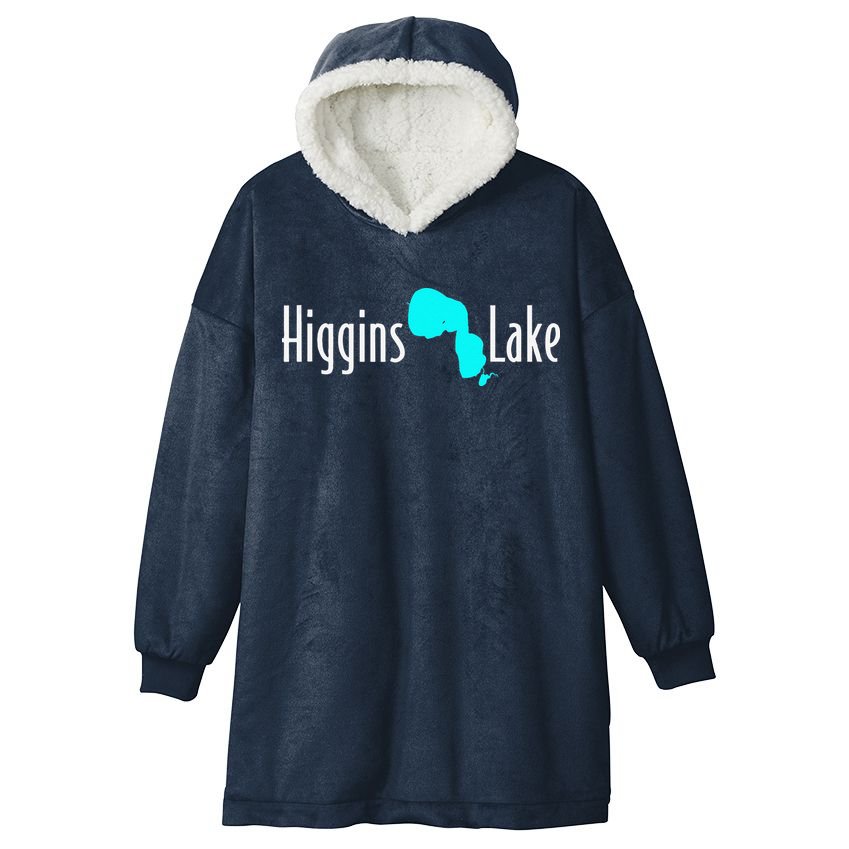 Minimalist Higgins Lake Michigan Hooded Wearable Blanket