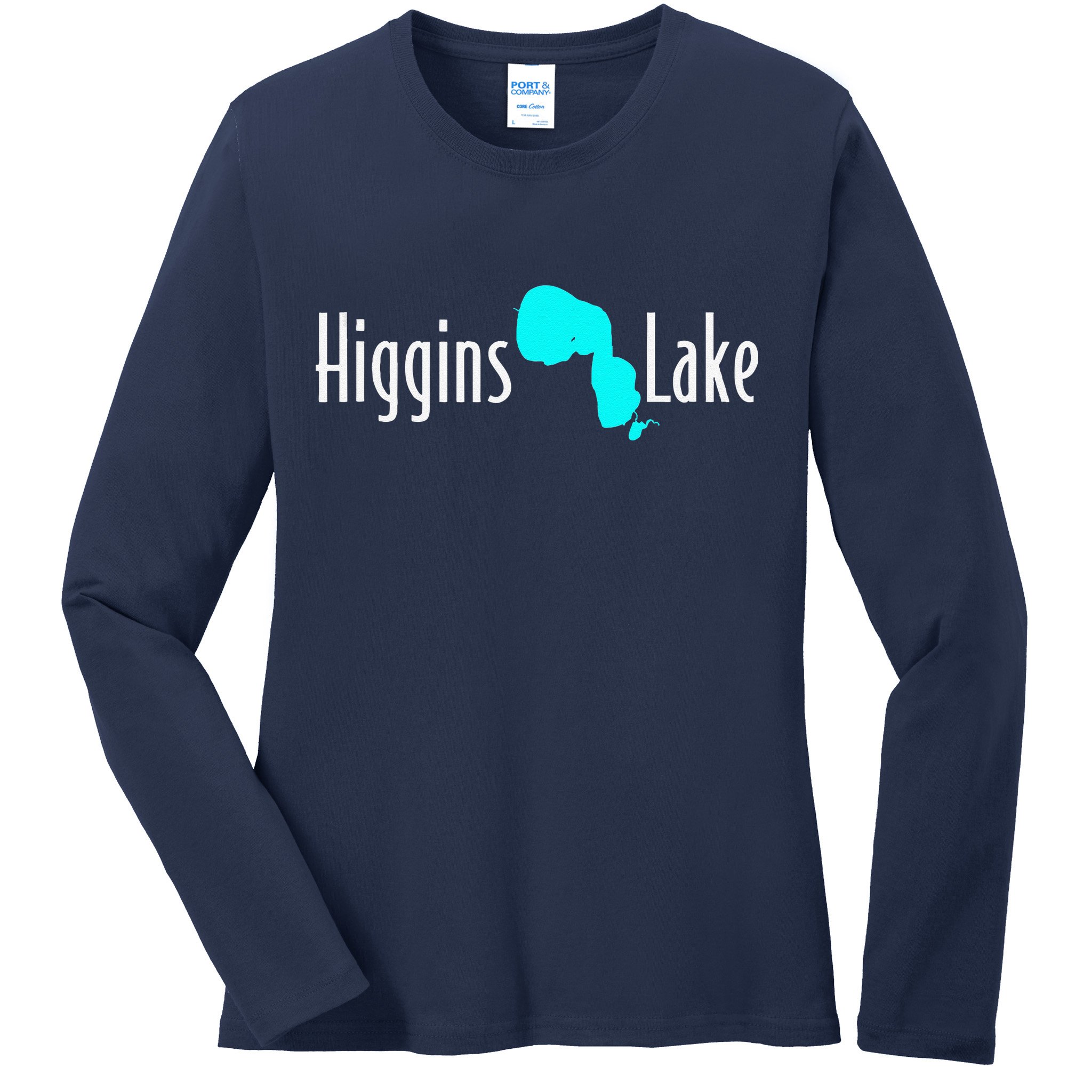 Minimalist Higgins Lake Michigan Ladies Long Sleeve Shirt