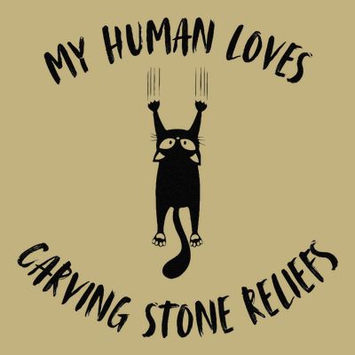 My Human Loves Carving Stone Reliefs Cat Parent Hobby T-Shirt