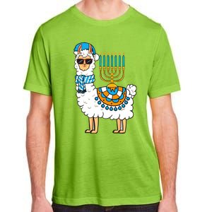 Menorah Hanukkah Llama Cute Alpaca Chanukah Adult ChromaSoft Performance T-Shirt