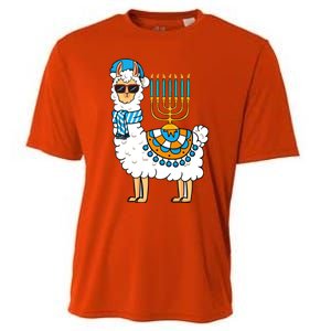 Menorah Hanukkah Llama Cute Alpaca Chanukah Cooling Performance Crew T-Shirt