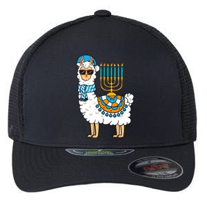 Menorah Hanukkah Llama Cute Alpaca Chanukah Flexfit Unipanel Trucker Cap