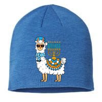 Menorah Hanukkah Llama Cute Alpaca Chanukah Sustainable Beanie