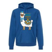 Menorah Hanukkah Llama Cute Alpaca Chanukah Premium Hoodie