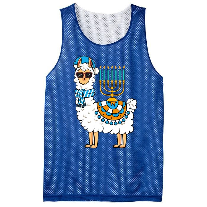 Menorah Hanukkah Llama Cute Alpaca Chanukah Mesh Reversible Basketball Jersey Tank