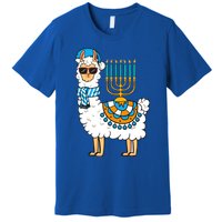 Menorah Hanukkah Llama Cute Alpaca Chanukah Premium T-Shirt