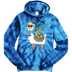 Menorah Hanukkah Llama Cute Alpaca Chanukah Tie Dye Hoodie