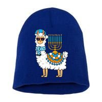 Menorah Hanukkah Llama Cute Alpaca Chanukah Short Acrylic Beanie