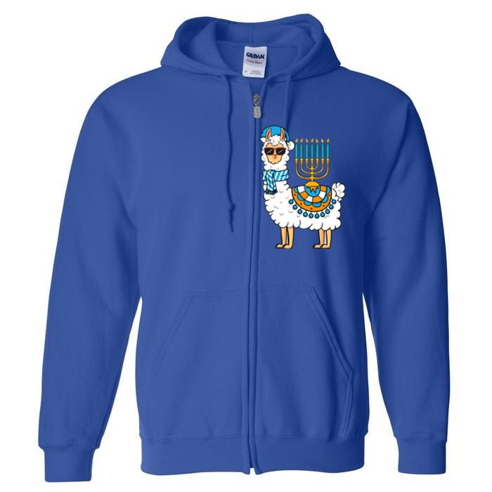 Menorah Hanukkah Llama Cute Alpaca Chanukah Full Zip Hoodie