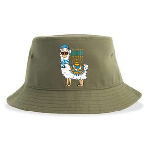 Menorah Hanukkah Llama Cute Alpaca Chanukah Sustainable Bucket Hat