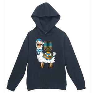 Menorah Hanukkah Llama Cute Alpaca Chanukah Urban Pullover Hoodie