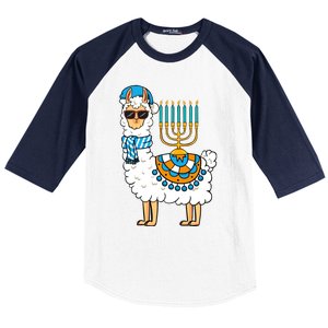 Menorah Hanukkah Llama Cute Alpaca Chanukah Baseball Sleeve Shirt